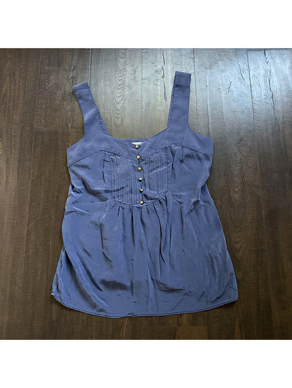 Y2K Banana Republic 100% Silk Top 6 Blue Corset Babydoll Pintuck Fairy Boho